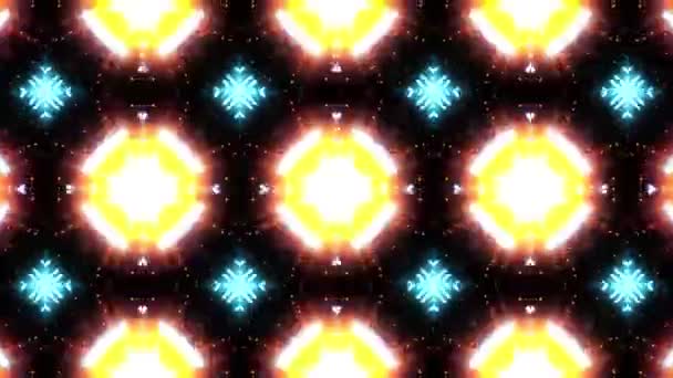 Ultra zenei fesztivál Kaleidoszkóp Box háttér hipnotikus Box színpadon vizuális hurok fal színes mozgás háttérben disco spektrum könnyű koncert spot izzó absztrakt doboz többszínű mozgás grafikai doboz fal — Stock videók