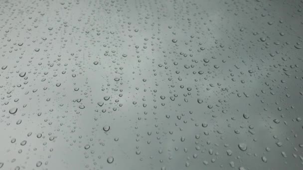 Dias de chuva, chuva pesada caindo na superfície da janela . — Vídeo de Stock
