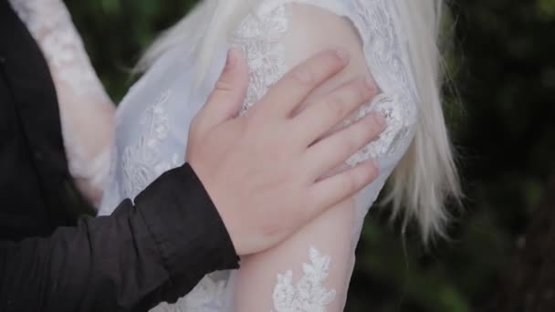 Beautiful tender hands of people in love. — Stock Video