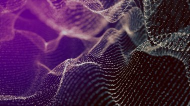 Dijital parçacıklar dalga formu yüzen abyss soyut siber teknoloji de-odak arka plan.