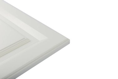 Arka plan veya mutfak için minimalist mobilya cephe kavramı, beyaz bir arka plan üzerinde mobilya iç.