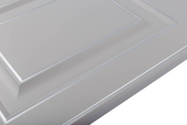 Arka plan veya mutfak için minimalist mobilya cephe kavramı, beyaz bir arka plan üzerinde mobilya iç.