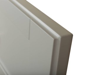 Arka plan veya mutfak için minimalist mobilya cephe kavramı, beyaz bir arka plan üzerinde mobilya iç.