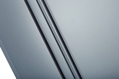 Arka plan veya mutfak için minimalist mobilya cephe kavramı, beyaz bir arka plan üzerinde mobilya iç.