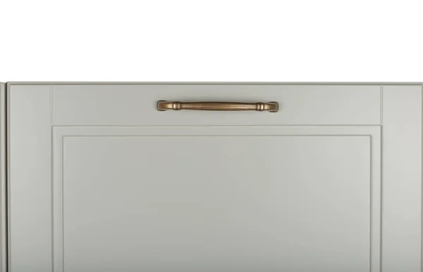 Hintergrund oder Konzept der minimalistischen Möbelfassade für die Küche, Möbelinnenausstattung auf weißem Hintergrund. — Stockfoto