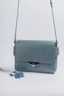 Beyaz arka planda yeni kadın çantası, yeni tasarım.