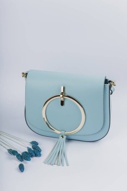 Beyaz arka planda yeni kadın çantası, yeni tasarım.