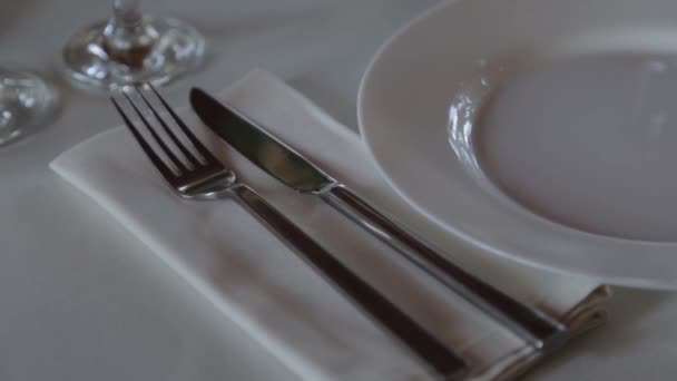 Mesa muy bien servida en un restaurante. — Vídeo de stock