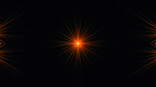 Beautiful lens flare with rays on a black background. — Stock Photo, Image