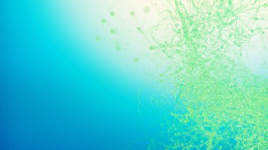 Çok renkli uçan parçacıklar. 3 boyutlu illüstrasyon. Tasarımcının arkaplanı.