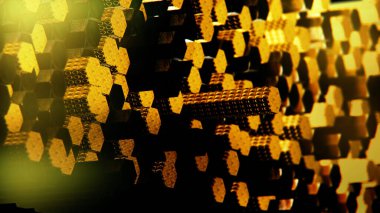 Renkli ışıkla aydınlatılan altıgenlerin arkaplanı.