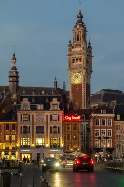 Lille Frankreich September 2013 Blick Über Den Belebten Beleuchteten Place — Stockfoto