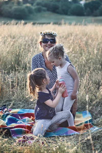 Familia pasando tiempo juntos en un prado — Foto de Stock
