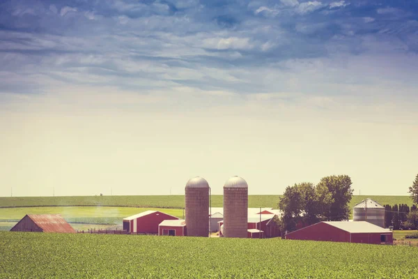 American Farmland Med Blå — Stockfoto