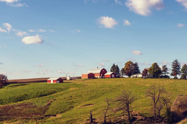 Terres Agricoles Américaines Avec Nuages Bleus — Photo