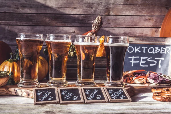 Craft Beer Flight Halloween Season — Stock Photo, Image