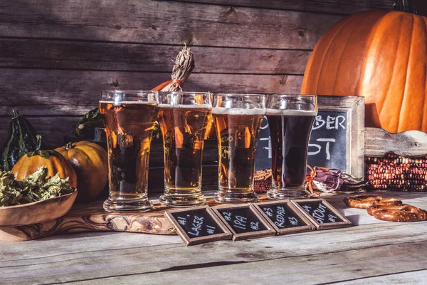 Craft Beer Flight Halloween Saison — Stockfoto