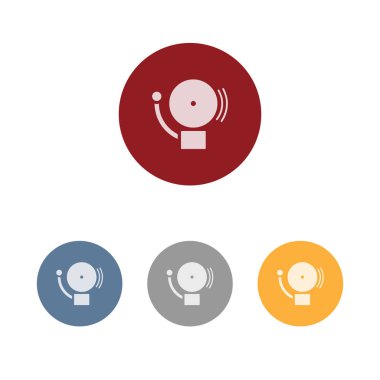 Dört renkli daireler ve beyaz bir arka plan üzerinde alarm simgesi. Vektör çizim