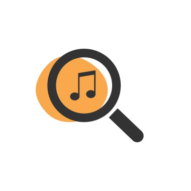 Büyüteç müzik arıyorum izole web simge. Vektör çizim