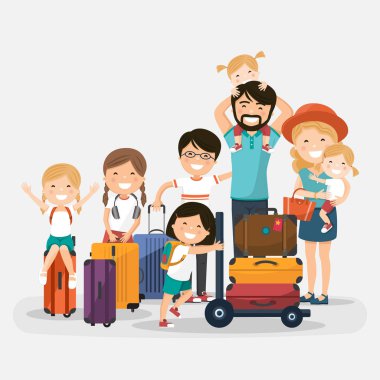 Mutlu beyaz arka plan üzerinde çok sayıda aile. Vektör çizim