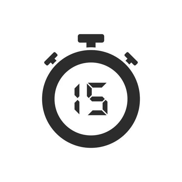 Geïsoleerde Stopwatch Pictogram Met Vijftien Seconden Vectorillustratie — Stockvector