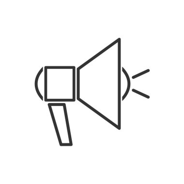 Megafon satırı simgesi beyaz zemin üzerinde. Vektör çizim