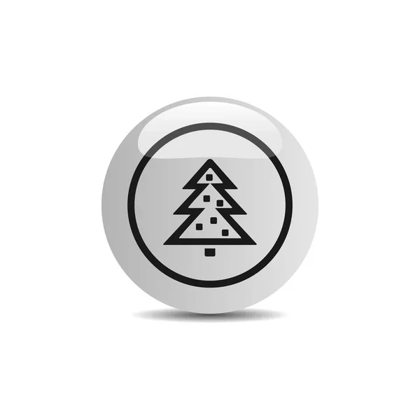 Weihnachtsbaum Symbol Einem Knopf Auf Weißem Hintergrund Vektorillustration — Stockvektor