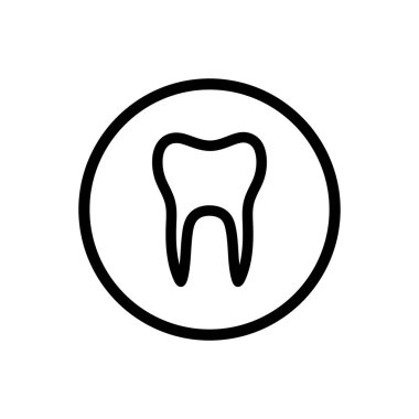 Çemberdeki izole edilmiş diş çizgisi simgesi. Vektör illüstrasyonu