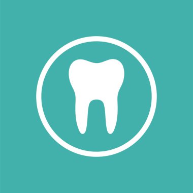 Yeşil arka planda dairesi olan bir diş düzlüğü simgesi. Vektör illüstrasyonu