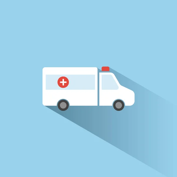 Icono Color Ambulancia Con Sombra Sobre Fondo Azul Ilustración Vectorial — Vector de stock