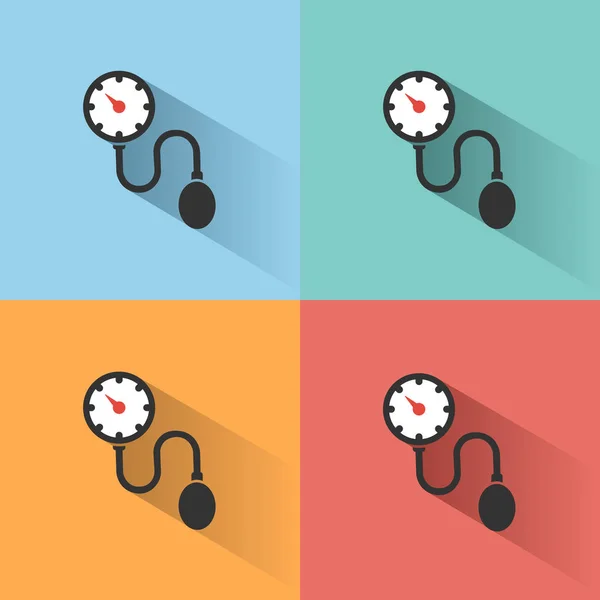 Medizinisches Tonometer Symbol Mit Schatten Auf Farbigem Hintergrund Blutdruckkontrolle Vektorillustration — Stockvektor