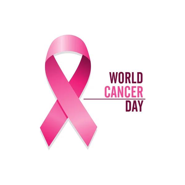 Ruban Rose Cancéreux Journée Internationale Sensibilisation Cancer Illustration Vectorielle — Image vectorielle