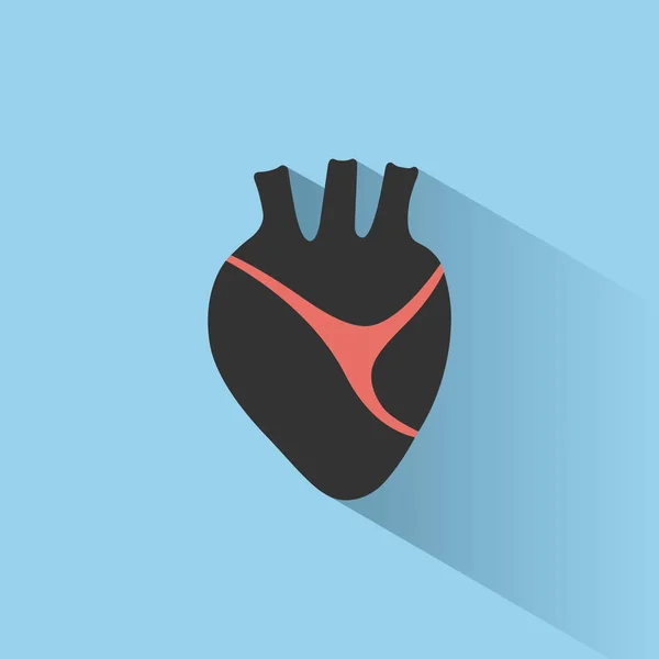 Menselijk Hart Pictogram Met Schaduw Een Blauwe Achtergrond Vectorillustratie — Stockvector