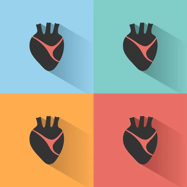 Mänskliga Hjärtikonen Med Nyans Färgad Bakgrund Vektorillustration — Stock vektor