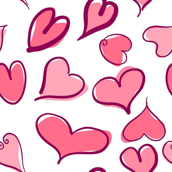 Αφηρημένη Φαντασία Χωρίς Ραφή Τις Ρόδινες Καρδιές Valentine Καρδιές Χέρι — Διανυσματικό Αρχείο