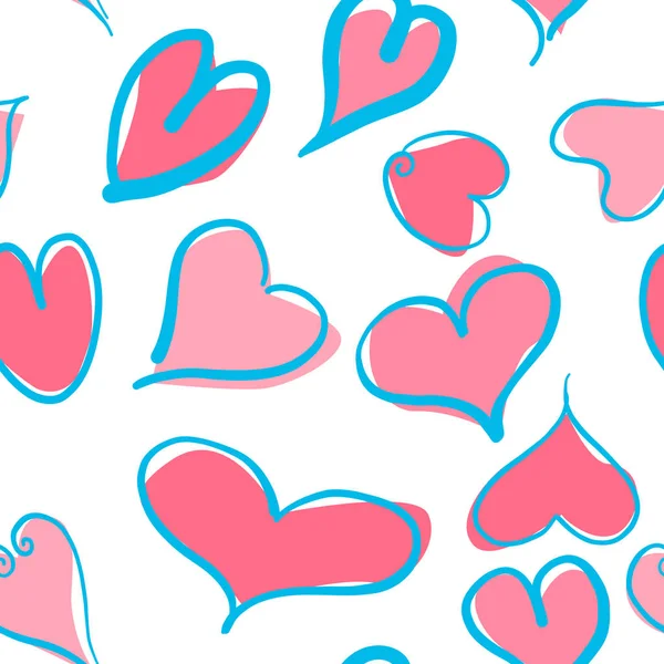 Mavi Pembe Kalpler Ile Soyut Seamless Modeli Sevgililer Günü Kalpleri — Stok Vektör