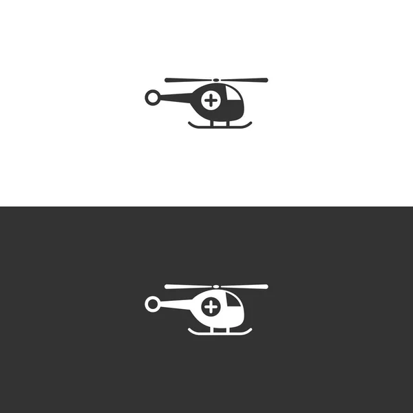 Rettungshubschrauber Symbol Auf Schwarz Weißem Hintergrund Vektorillustration — Stockvektor