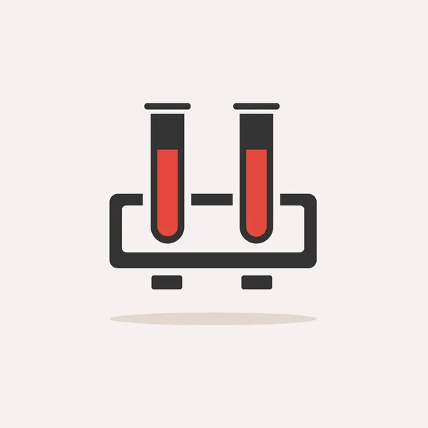 Medicinska Provrör Ikon Med Blod Och Skugga Platt Vektor Illustration — Stock vektor