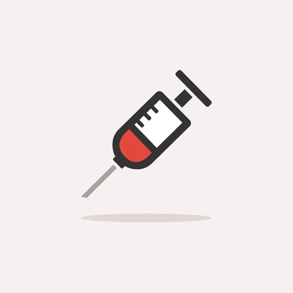 Syringe Icon Shadow Beige Background Medicine Color Icon Vector Illustration — Stock Vector