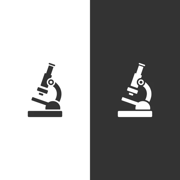Ikona Mikroskopu Černobílém Pozadí Věda Výzkum Izolovaná Vektorová Ilustrace — Stockový vektor