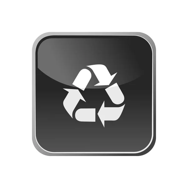 Recycling Symbol Auf Einem Quadratischen Knopf Vektorillustration — Stockvektor
