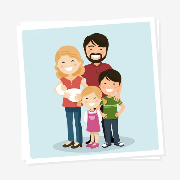 Szczęśliwego Rodzinnego Zdjęcia Rodzicami Dziećmi Niemowlęciem Ilustracja Wektora — Wektor stockowy