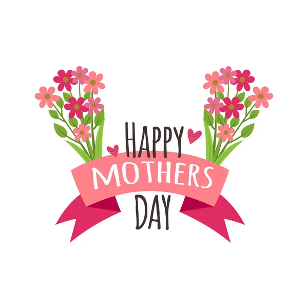Щасливий День Матері Квіти Серця Стрічки Ізольовані Векторні Ілюстрації — стоковий вектор