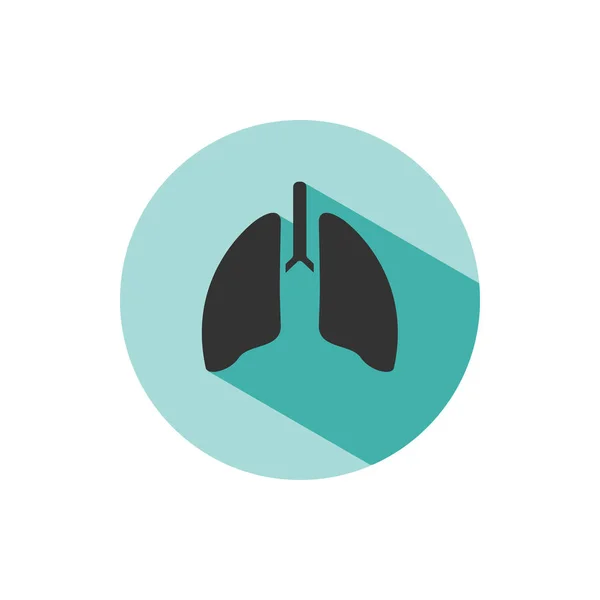 Lungs Icono Con Sombra Círculo Verde Ilustración Vectorial — Vector de stock