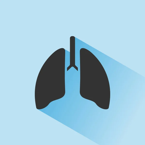 Lungs Icono Con Sombra Sobre Fondo Azul Ilustración Vectorial — Archivo Imágenes Vectoriales