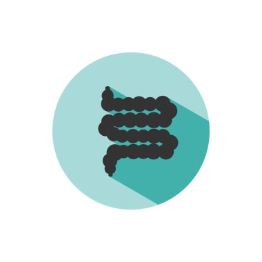 İnsan organı. Yeşil daire üzerinde gölge ile Bağırsak simgesi. Vektör çizimi