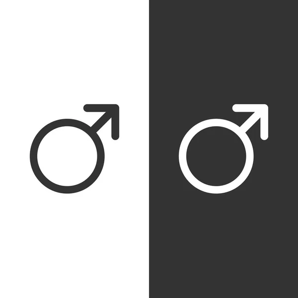 Symbole Masculin Sur Fond Noir Blanc Isolée Icône Science Illustration — Image vectorielle