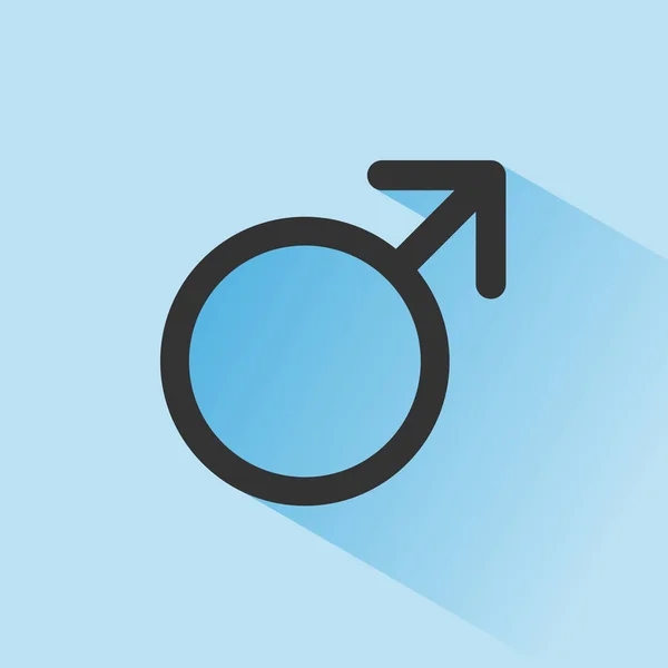 Símbolo Masculino Con Sombra Sobre Fondo Azul Icono Ciencia Ilustración — Vector de stock
