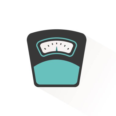 Ağırlık ölçeği. Bej gölgeli düz renk simgesi. Eczane ve sağlık vektör illüstrasyon