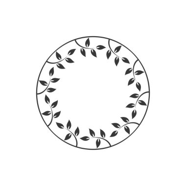 Vintage çiçek yuvarlak çerçeveler. Siyah dekoratif dairesel sarmaşık çelenk. Vektör çizimi